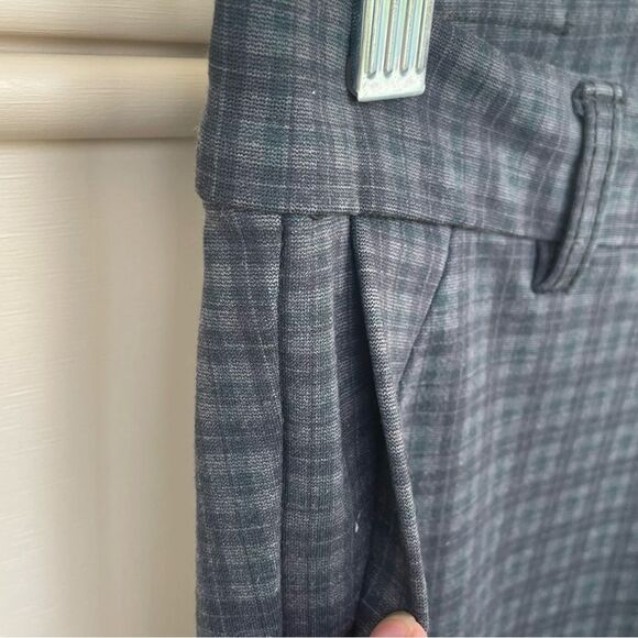 Kut from the Kloth Gray Green Plaid Stretch Skinny Trousers Size 4 - Picture 3 of 11